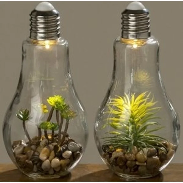 BOLTZE GRUPPE GmbH LED Tischleuchte LED Tischleuchte mit Pflanze Ø 11 cm H 23 cm Glas – Bild 4