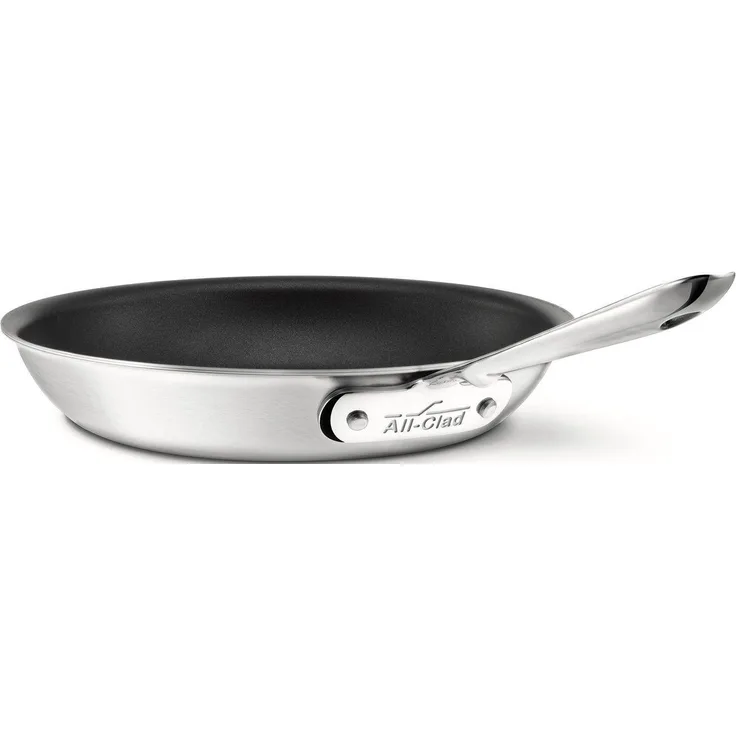 All-Clad BD55112NSR2 D5 Brushed 1810 Stainless Steel 5-Ply Bonded Dishwasher Safe Nonstick Fry Pan Saute Pan Cookware, 12-Inch, Silver