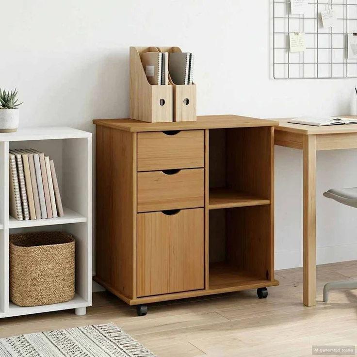 vidaXL Rollschrank MOSS 63,5 x 39 x 65,5 cm Massivholz Kiefer 42028380 – Bild 1
