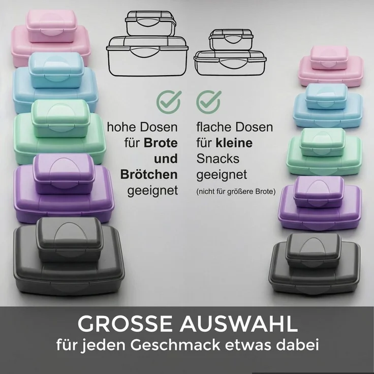 Hausfelder Lunchbox Brotdosen 4er Set flach violett, Kunststoff, (4er Set, 4-tlg, 2 große Brotdosen und 2 kleine Snackboxen), spülmaschinengeeignet, langlebig, bruchfest, BPA-frei – Bild 3