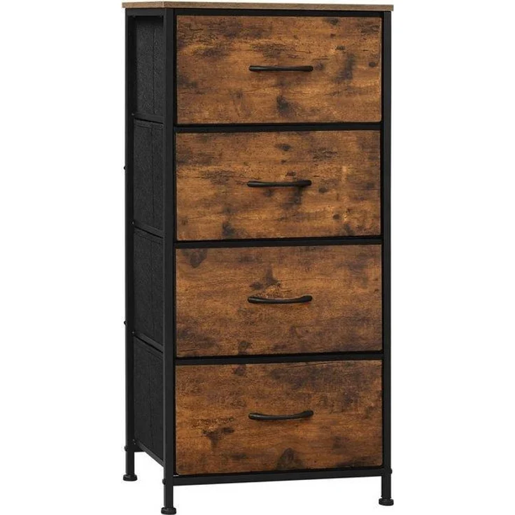 Woltu Kommode (1 St), schmal, mit 4 Schubladen aus Stoff, Sideboard – Bild 4