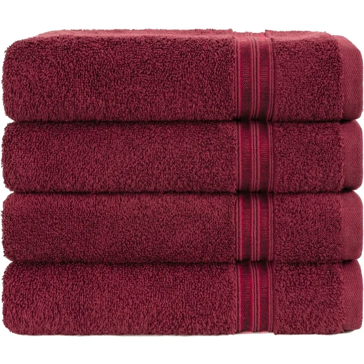 Hammetex 4er Badetuch Set, 100% Baumwolle Premium Qualität Groß 50x100 cm Duschtuch, Weich Saugstark Schnell Trocknendes, Bordeauxrot – Bild 3