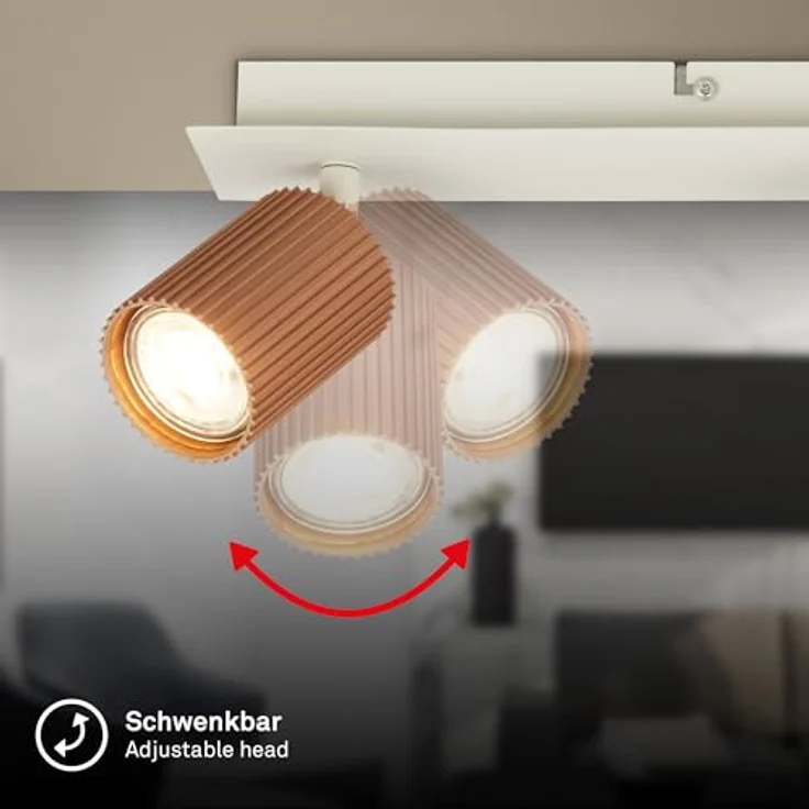 BRILONER Deckenlampe 3-flammig GU10 Fassung, schwenkbar, max. 9W, Coffee-Warm Grey, 45 cm, moderne Deckenleuchte für Wohnzimmer, Schlafzimmer und Küche – Bild 5