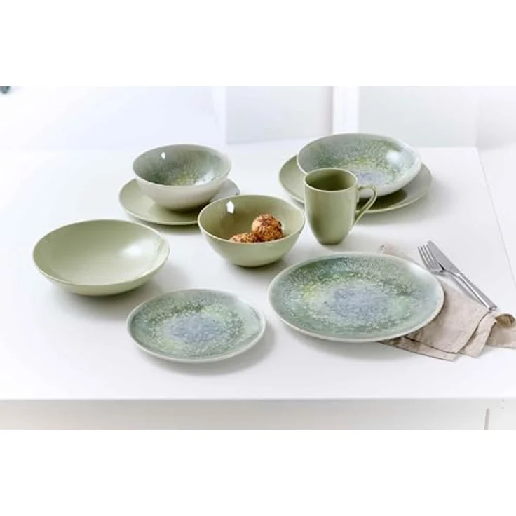 PRESOTTO Speiseteller, Grün, Keramik, Ø 26 cm, 6er Set, Spülmaschinenfest – Bild 3