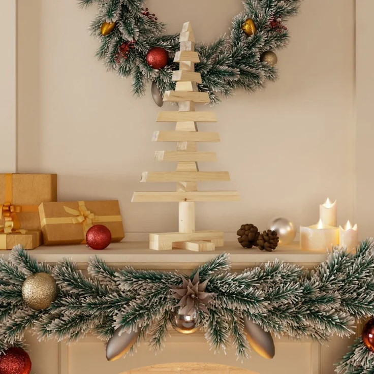 vidaXL Weihnachtsbaum Holz zum Schmücken 60 cm Massivholz Kiefer 357993 – Bild 1
