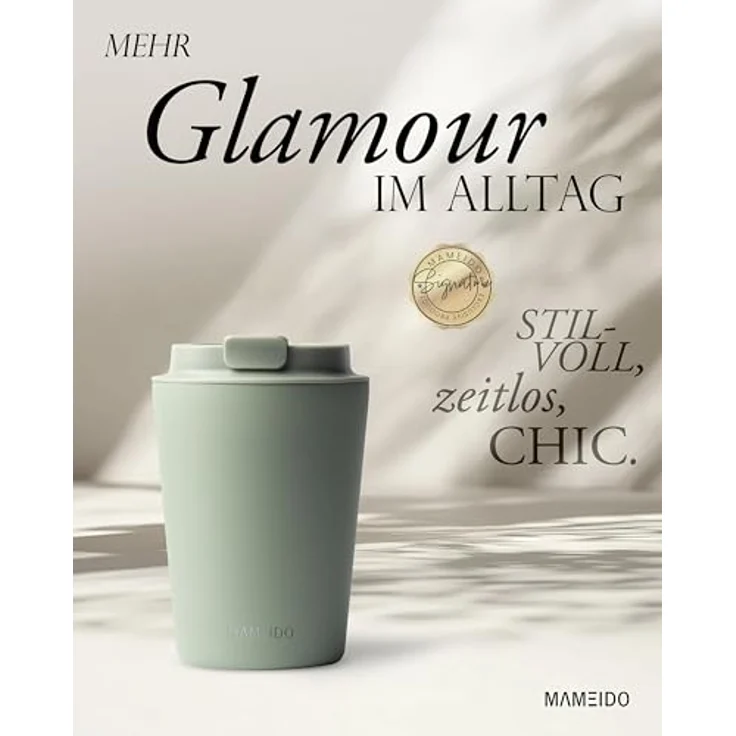 MAMEIDO Thermobecher 350ml - dichter Kaffeebecher to go aus Edelstahl doppelwandig isoliert, auslaufsicher - warmhaltend (Desert Sage) – Bild 2