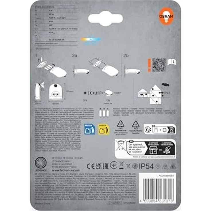 Osram LED-Außenleuchte Doorled Down mit Licht- & Bewegungssensor 10,25 cm kaltweiß silber – Bild 5