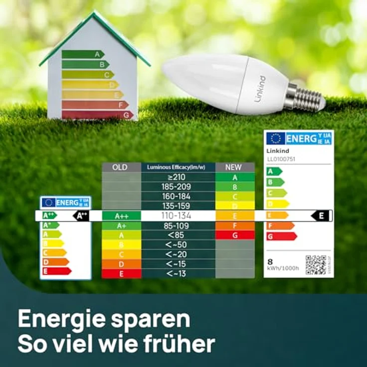 Linkind E14 LED Kerzenform Lampe, ersetzt 60 Watt, 7W LED Kerze Lampe 860Lm 5000K Tageslicht, Nicht Dimmbar C35/B35 Kerzenlicht, Energie sparen, 6 Stück kühles Weiß – Bild 4