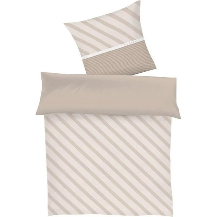 bugatti Bettwäsche Satin-Wende-Bettwäsche BAGI, 155 x 220 cm, Beige, Baumwolle, 2 teilig, Braun, mit Reißverschluss – Bild 2