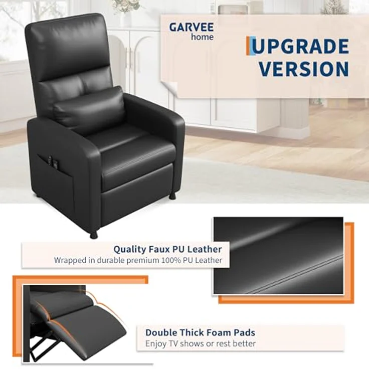 GarveeHome Fernsehsessel Elektrisch Relaxsessel Ruhesessel, massagesessel mit wärmefunktion, Verstellbarer Fernsehsessel mit Fußstütze, Einzelsofa,für Wohnzimmer, Schlafzimmer oder Büro – Bild 6