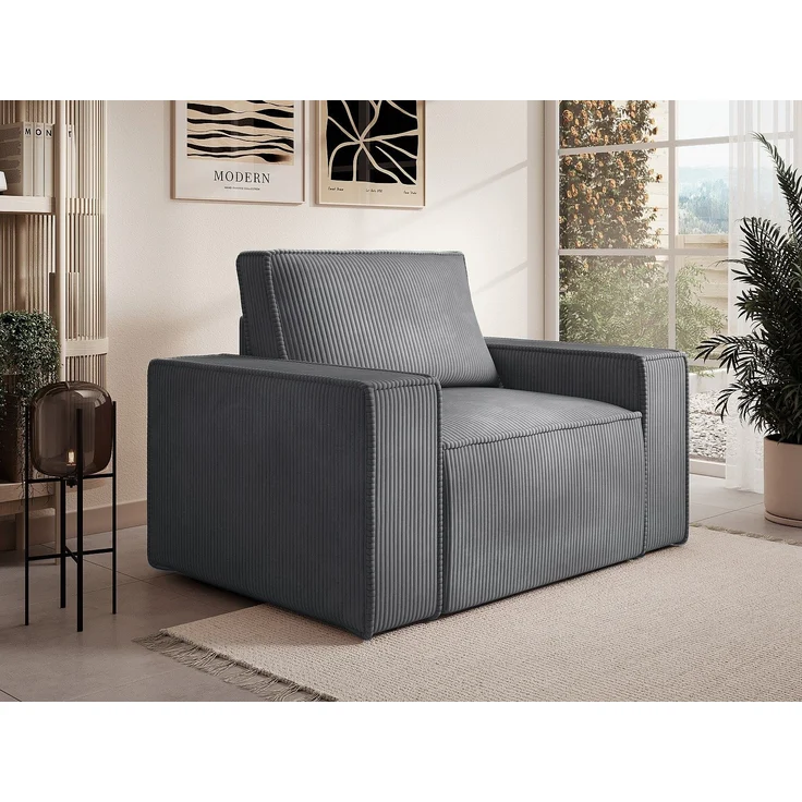 Vente-unique - AMELIA - Sessel mit gerader Rückenlehne - Plastik - Kunststoff (PVC) - Anthrazitgrau - 120 x 86 x 85 cm – Bild 2