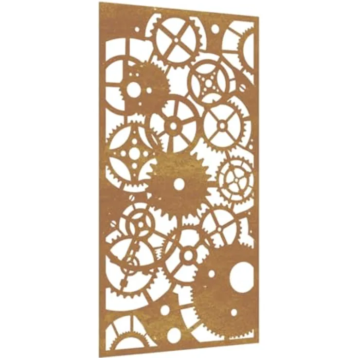 vidaXL Garten-Wanddeko 105x55 cm, Cortenstahl mit Zahnräder-Design, wetterfest und korrosionsbeständig