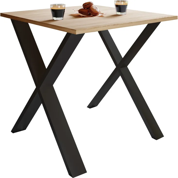VCM Esstisch Xona 916777 Schwarz / Sonoma-Eiche H. 76 x B. 80 x T. 50 cm