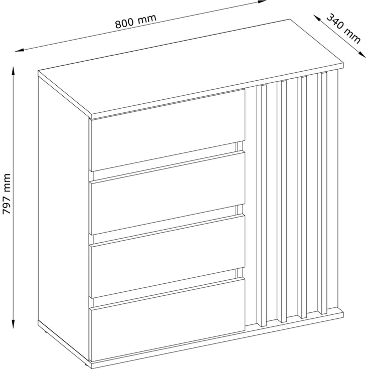 Lomadox Garderoben-Set DAVIS-166, (Spar-Set, 2-St, Kommode Garderoben Kombination), Eiche graphit Lamellen-Design grifflos modern – Bild 7