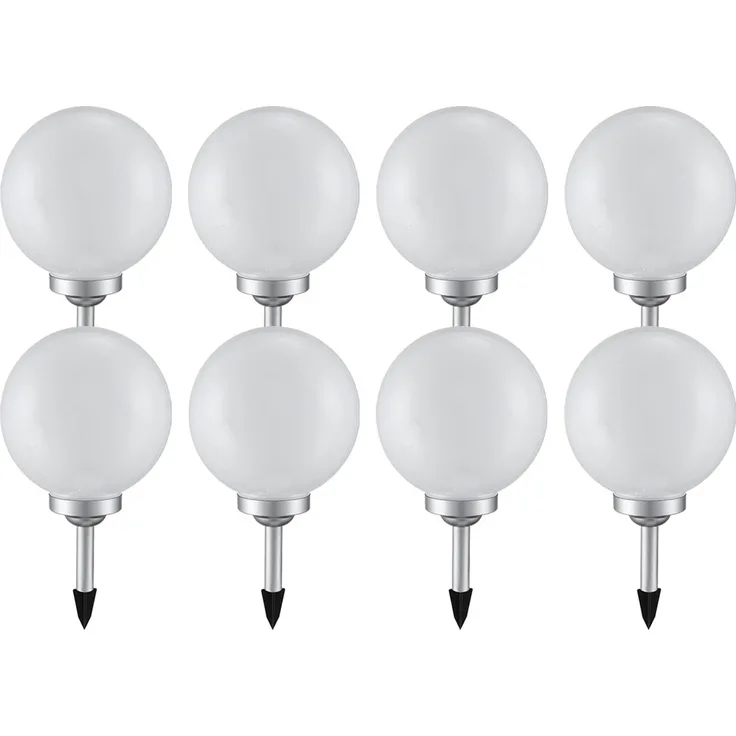 8x LED Solarleuchte, Kugel weiß, DM 20 cm, H 62 cm