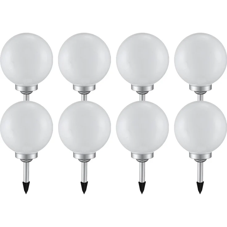 8x LED Solarleuchte, Kugel weiß, DM 20 cm, H 62 cm – Bild 1