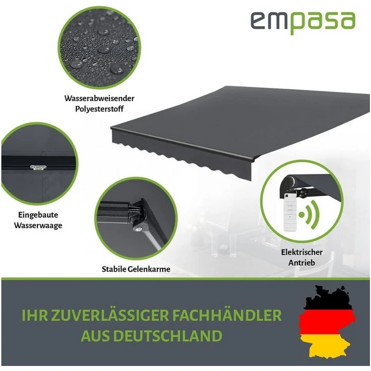 empasa Gelenkarmmarkise "START PLUS" elektrische Markise mit Fernbedienung & Handkurbel – Bild 2