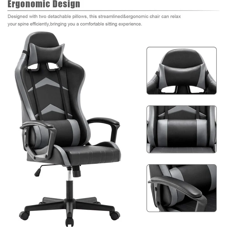 IntimaTe WM Heart Gaming Stuhl Bürostuhl Grau 52x49x130cm – Bild 5
