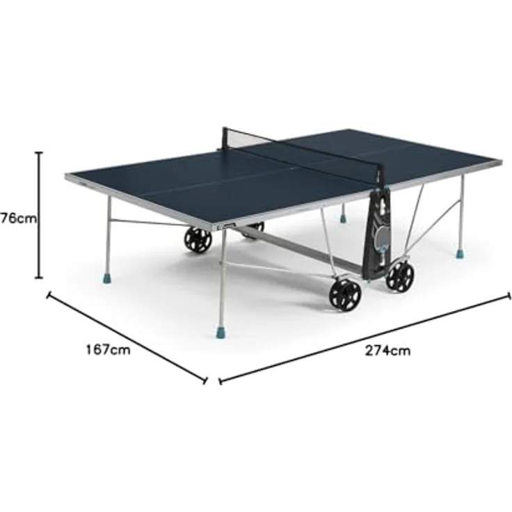 Cornilleau Outdoor Tischtennisplatte 100X, wetterfest mit Push'n'Lock Klappmechanismus, blau – Bild 10
