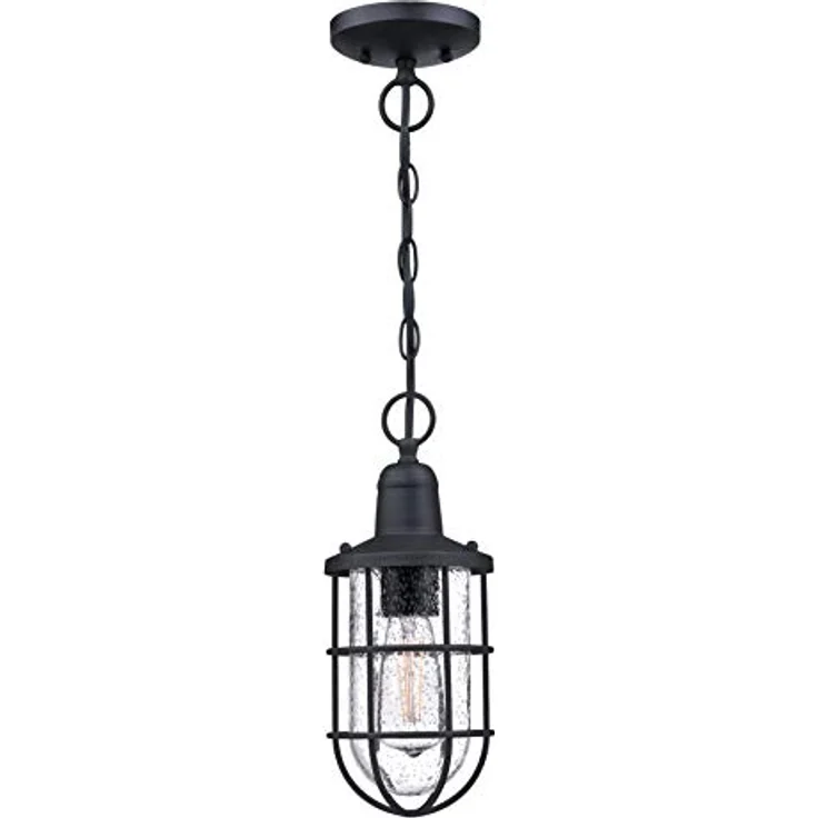 Westinghouse Crestview, Einflammige Pendelleuchte für Außenbereiche, strukturiertes Schwarz mit klarem Antikglas, max. 60 Watt, E27-Sockel, IP44 – Bild 4