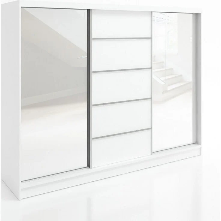 A&J MöbelLand GmbH Schiebetürenschrank TARO 3-türiger Kleiderschrank mit Spiegel, und Kleiderstangen (TOP ANGEBOT! Geräumiger Schrank mit einer Breite von 200 cm und Spiegel, ideal zur Aufbewahrung von Kleidung und Accessoires. Viel Stauraum, TOP PRODU... – Bild 5