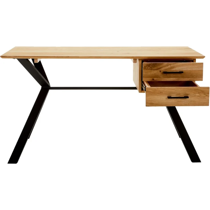 Linea Natura 'WINTERTUR' Schreibtisch, Massivholz Eiche, 140 x 77 x 65 cm, mit 2 Schubladen – Bild 4