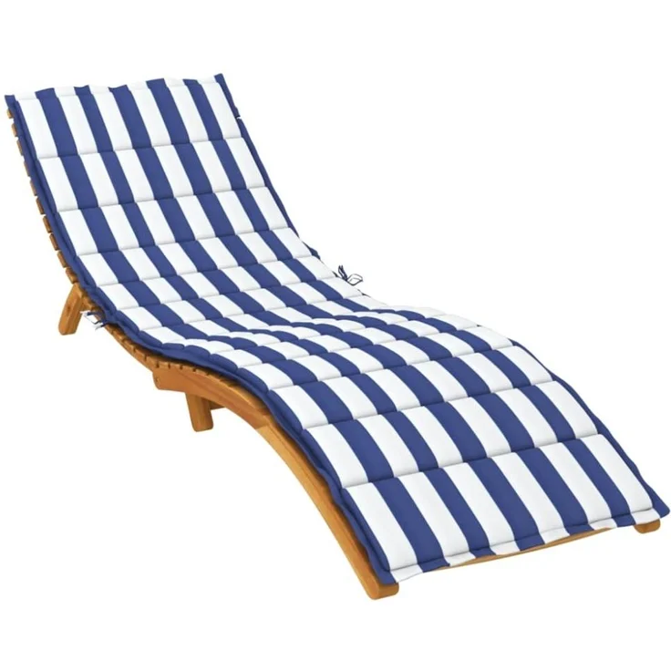 vidaXL Sonnenliegen-Auflage, Polyester blau/weiß gestreift, 200 x 70 x 4 cm – Bild 3