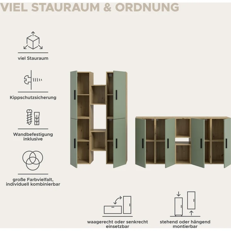 The One Wohnkombination in Smoke Green Nachbildung – Bild 9