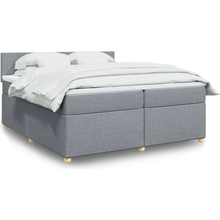 vidaXL Boxspringbett mit Matratze Hellgrau 200x200 cm Stoff 3289080 – Bild 1
