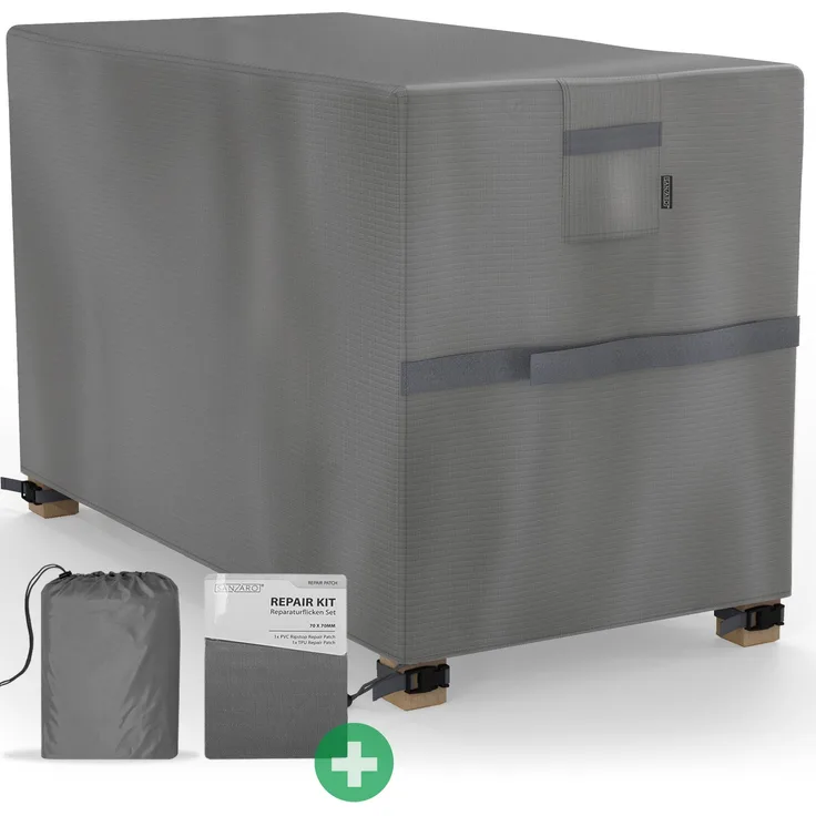 SANZARO Abdeckung Gartenmöbel Winterfest - 600D Oxford mit RipStop-Technologie, Schwerlast 320g, Reißfest & UV-Beständig, Schutzhülle für Gartentisch Sitzgruppe Balkonmöbel, 123 x 61 x 70 cm