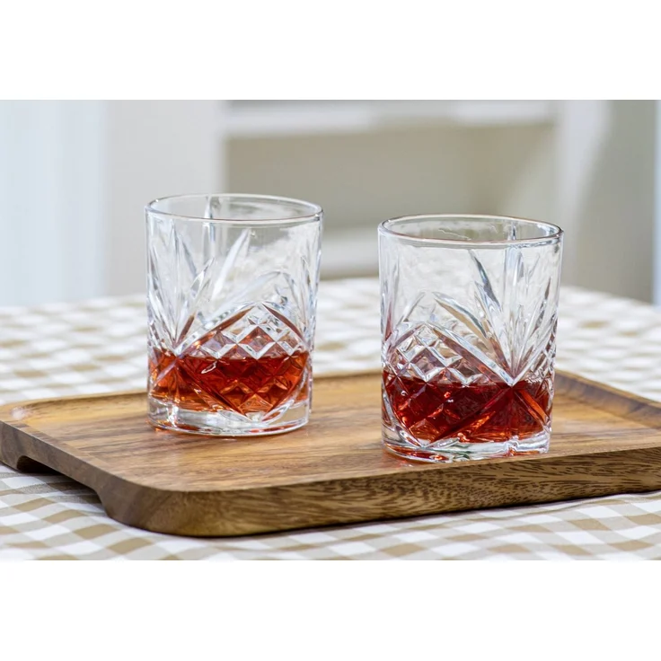 ECHTWERK Whiskyglas Tumbler Set ca. 330ml, 4-tlg, Glas, mit Schliffoptik und Reliefstruktur – Bild 3