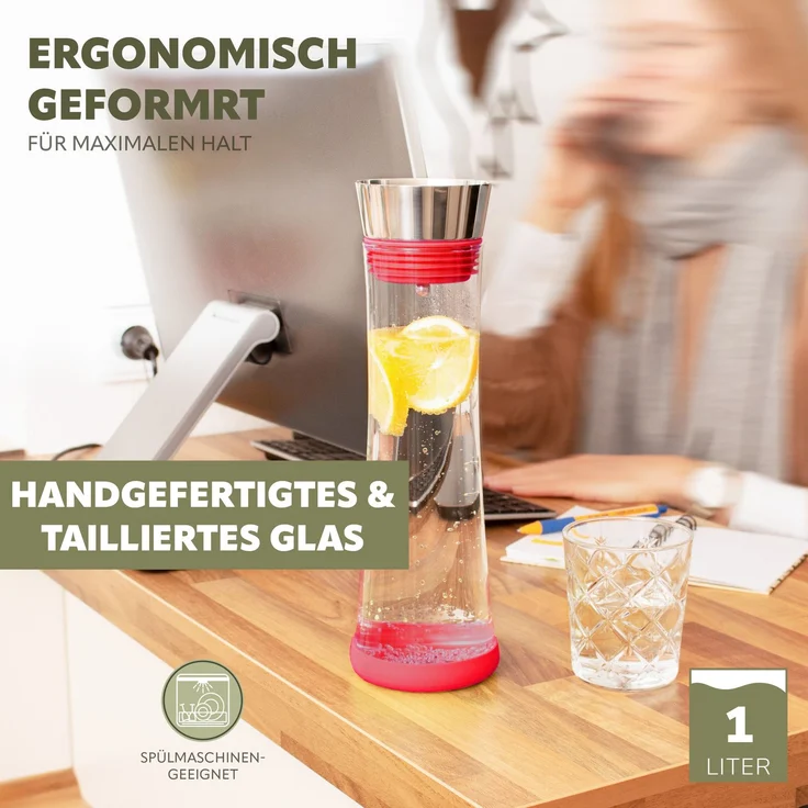 bremermann Karaffe CAROLA mit Silikonfuß - zerlegbarer Deckel - 1 Liter – Bild 4