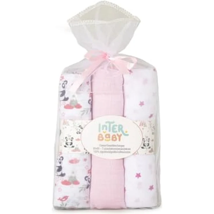 Packung mit 3 Gaze - Mulltücher, Panda Rosa – Bild 7