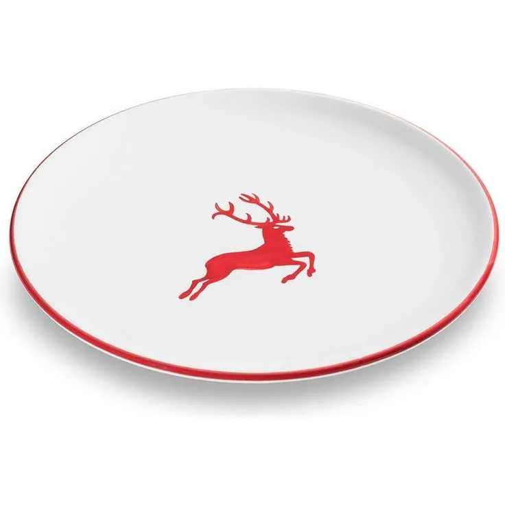 Rubinroter Hirsch, Speiseteller Cup (Ø 25cm) - Gmundner Keramik Speiseteller - Mikrowelle geeignet, Spülmaschinenfest