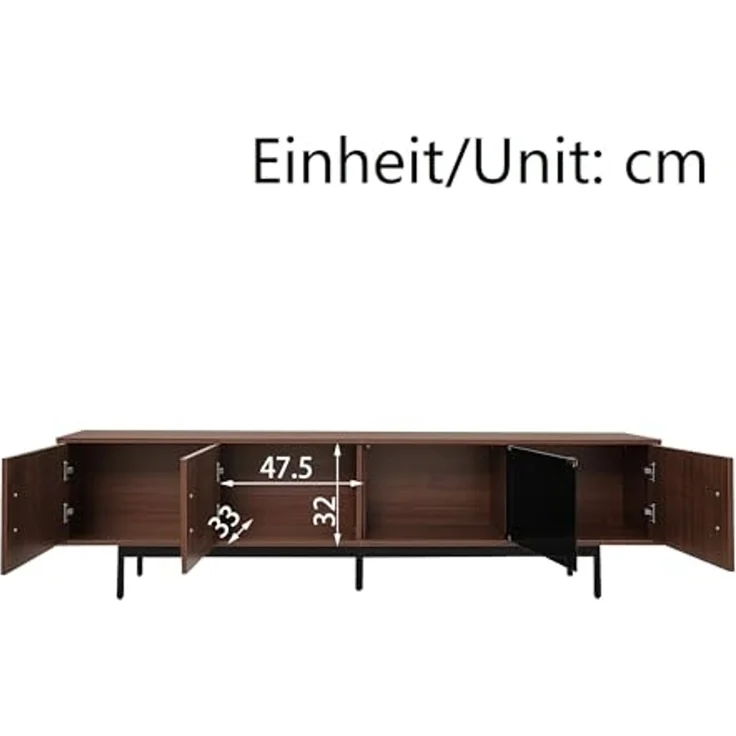 FurnitureR TV-Lowboard mit geschnitzter Holzoptik, Doppel-Schubladen & breiter Ablagefläche für Moderne Wohnzimmer – Bild 2