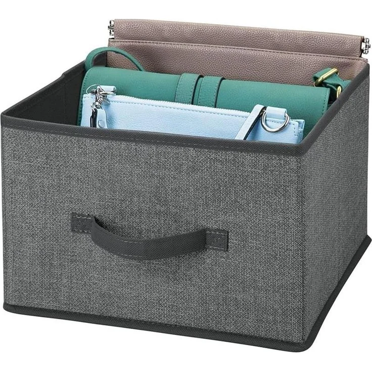 Aufbewahrungsbox Stoffbox 2er Set mit Griff Kunstfaser mDesign Grau / Schwarz – Bild 8