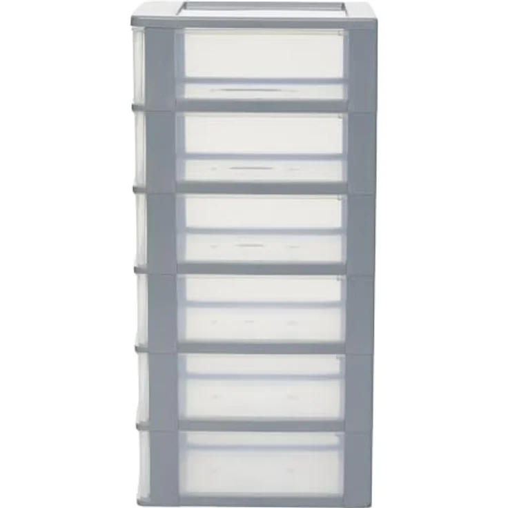Iris Ohyama, Kunststoff Schubladenbox mit 6 flachen Schubladen, Grau, Easy-Pull-System, A4, A5 & A6 Format, Schreibtisch Organizer für Büro, Schule, Schreibwaren, BPA-frei, Schubladenschrank, OCH-2006 – Bild 6