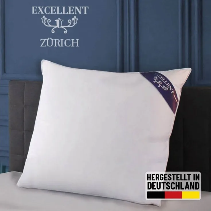 Excellent 3-Kammer-Kopfkissen Zürich, Kopfkissen in 40x80 und 80x80 und weitere Größen, Füllung: weiße neue Daunen und Federn, Klasse I, 90% Daunen / 10% Federn (Außen), weiße neue Federn, Klasse I, 100% Federn (Innen), Bezug: feiner Daunen-Batist, 100...