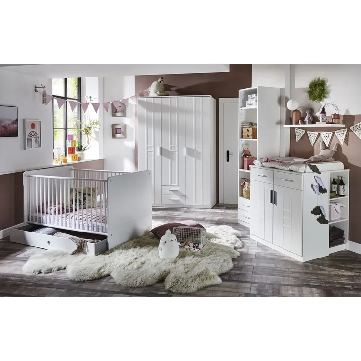 Babyzimmer-Komplettset >BORKUM< in WEISS