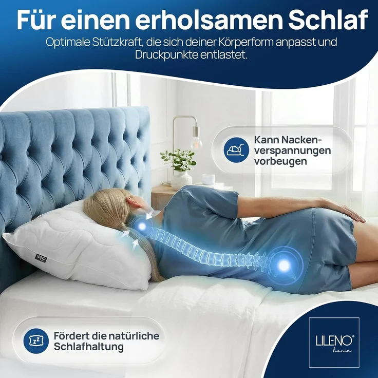 LILENO HOME Allergiker Kopfkissen 80x80 (6er Set) – 95°C waschbar, Oeko-Tex & Made in DE – Kissen 80x80 anpassbar für himmlischen Schlaf – Haut schmeichelndes & geruchsfreies Pillow – Bild 6