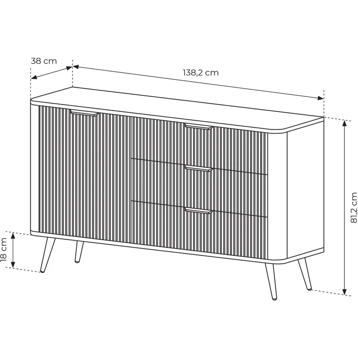 AX LIVING Modern Schubladen Sideboard Vespasia 138 T3S – 138,2cm Beige – Bild 6