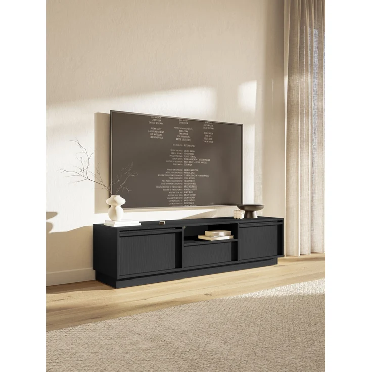 Selsey 'Evo' TV-Möbel 2-türig mit Schublade, schwarz, ca. 33 x 154 x 39 cm – Bild 3