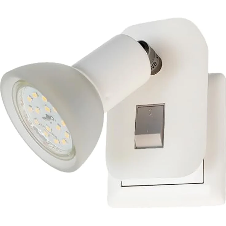 TRANGO LED Steckdosenleuchte, 11-046 LED Steckerlicht in weiß mit Lampenschirm aus Glas, Stecker-Nachtlicht inkl. 1x GU10 LED Leuchtmittel 3000K warmweiß & Ein/Aus, & Ein/Aus- Schalter Leselampe, Küchenlampe – Bild 2