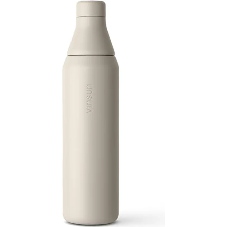 Vinsun Isolierflasche Edelstahl Trinkflasche 750ml doppelwandig isoliert Sprudel geeignet, BPA frei, auslaufsicher, kleine Trinköffnung und große Füllöffnung – Bild 1
