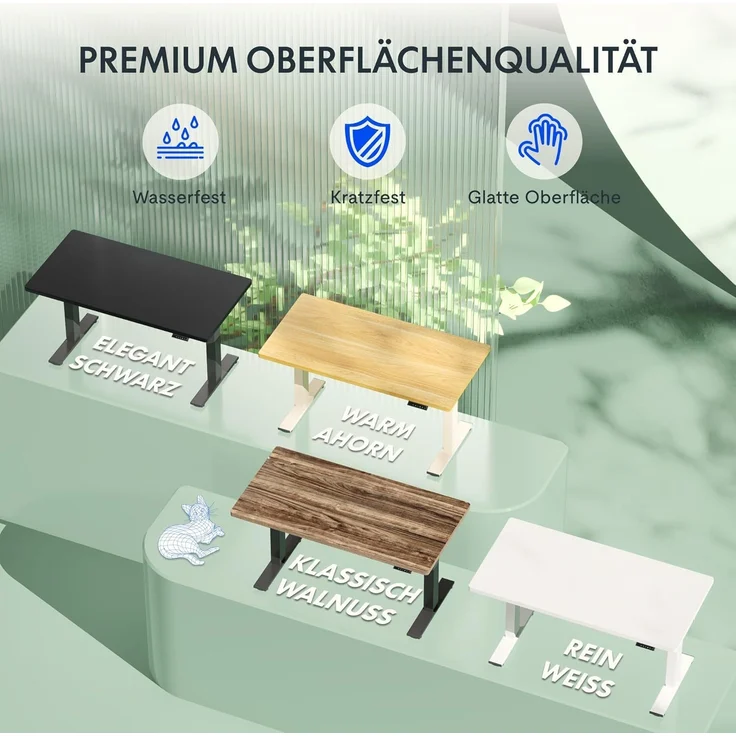 FLEXISPOT Höhenverstellbarer Schreibtisch 140×80cm, mit Haken und 25mm EINTEILIGER Tischplatte, ergonomischer Schreibtisch mit LED-Höhenanzeige und Memory-Funktion (Walnussbraun, Mousseweiß) – Bild 3