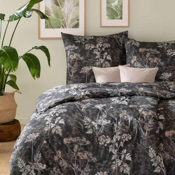 Estella Atelier Jersey-Bettwäsche, Dunkelblau, 135x200 cm, floral, hautfreundlich, atmungsaktiv, pflegeleicht – Bild 5