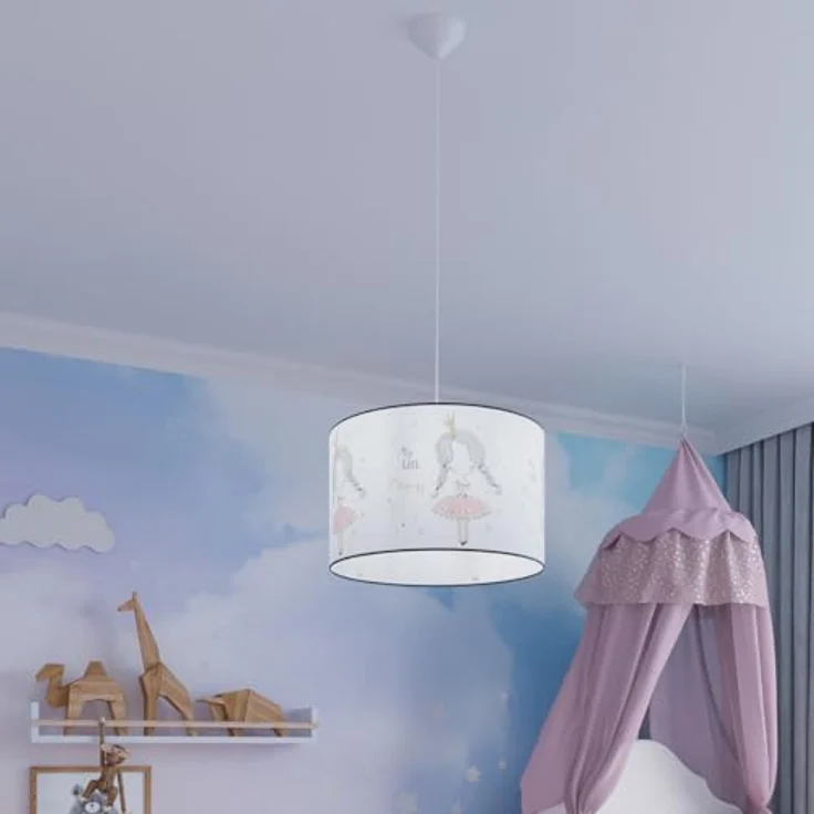 Sollux Lighting Pendelleuchte Princess 30, Kinderlampe mit Prinzessin-Motiv in Pink, 30 cm – Bild 9