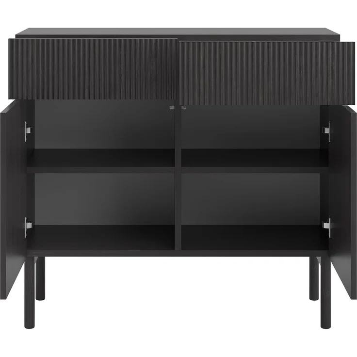 Selsey 'Nolie' Sideboard 2-türig mit 2 Schubladen, Holzoptik Esche schwarz, ca. 91 x 100 x 38 cm – Bild 7