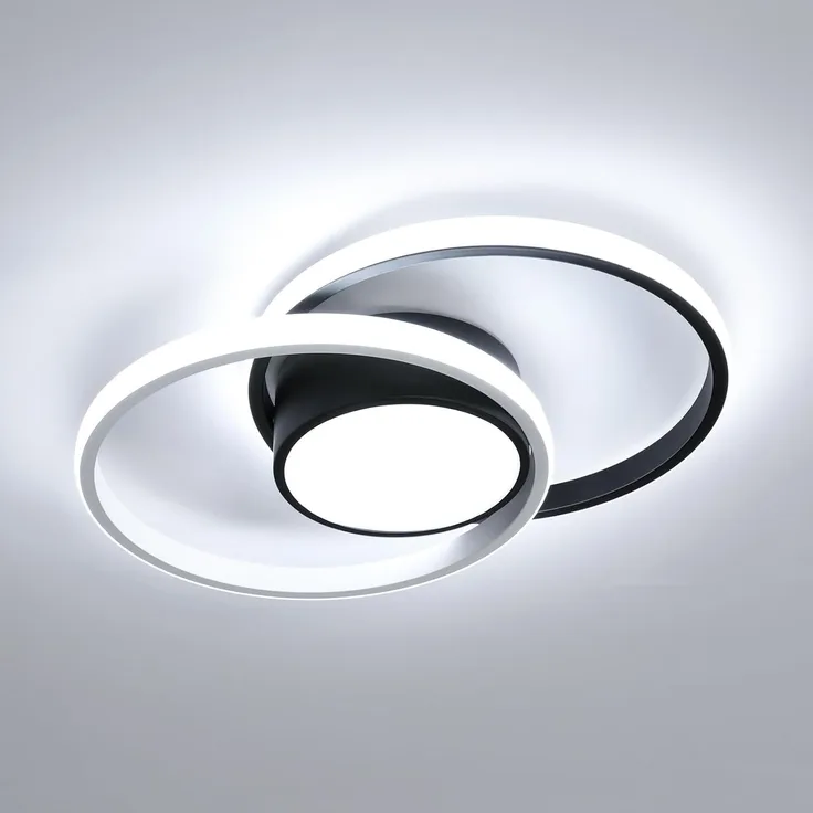 Comely LED Deckenlampe, 42W LED Deckenleuchte Modern Runden Lampe für Schlafzimmer Badezimmer Küche Balkon, Dia 40cm, 6500K kaltes weißes Licht, Schwarz