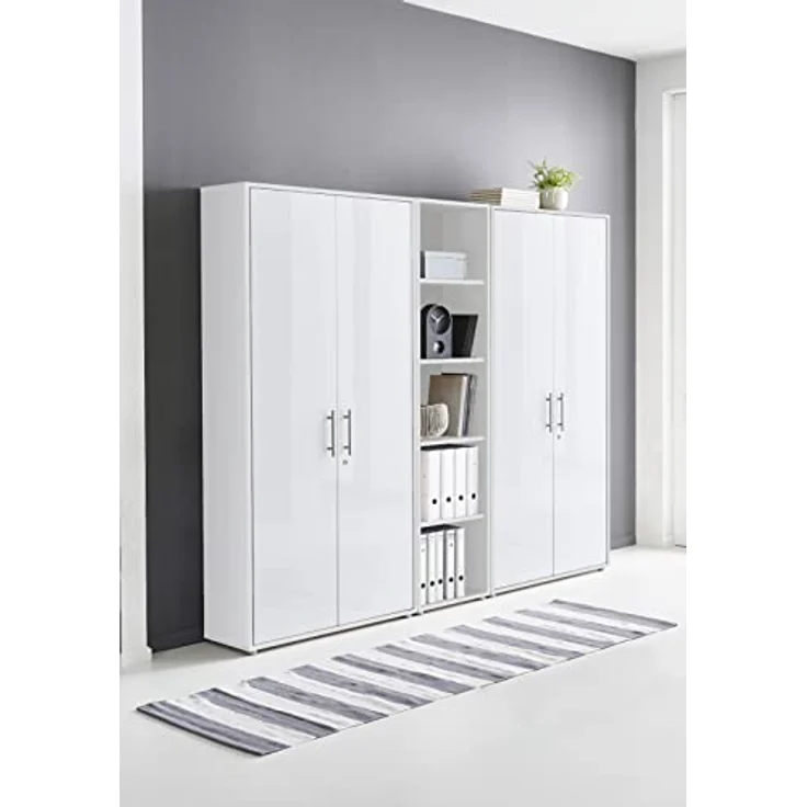 BMG Möbel Aktenschrank Büromöbel Office Edition 10 (Aktenschrank Regal Set, besteht aus 2x Aktenschrank und 1x Regal) mit viel Stauraum, abschließbar – Bild 2